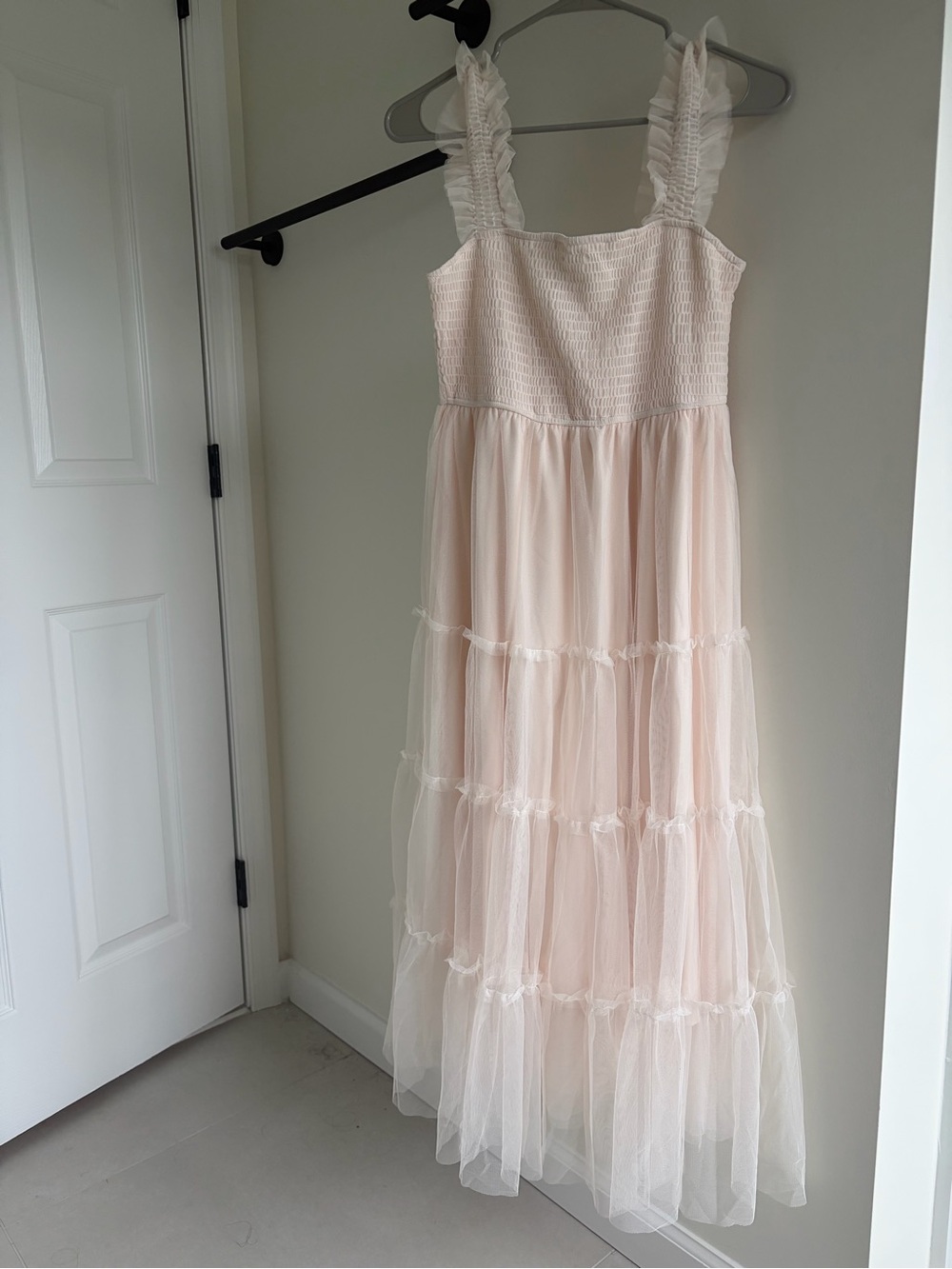 Women's Soft Cream Tulle Tiered Dress